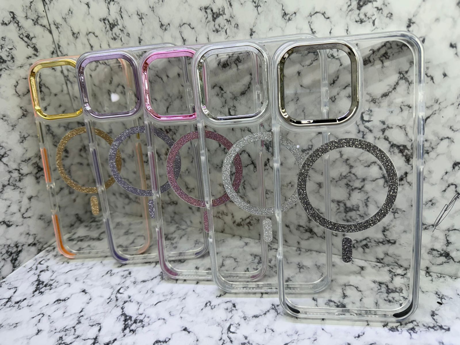 Funda iPhone Glitter Borde Metálico